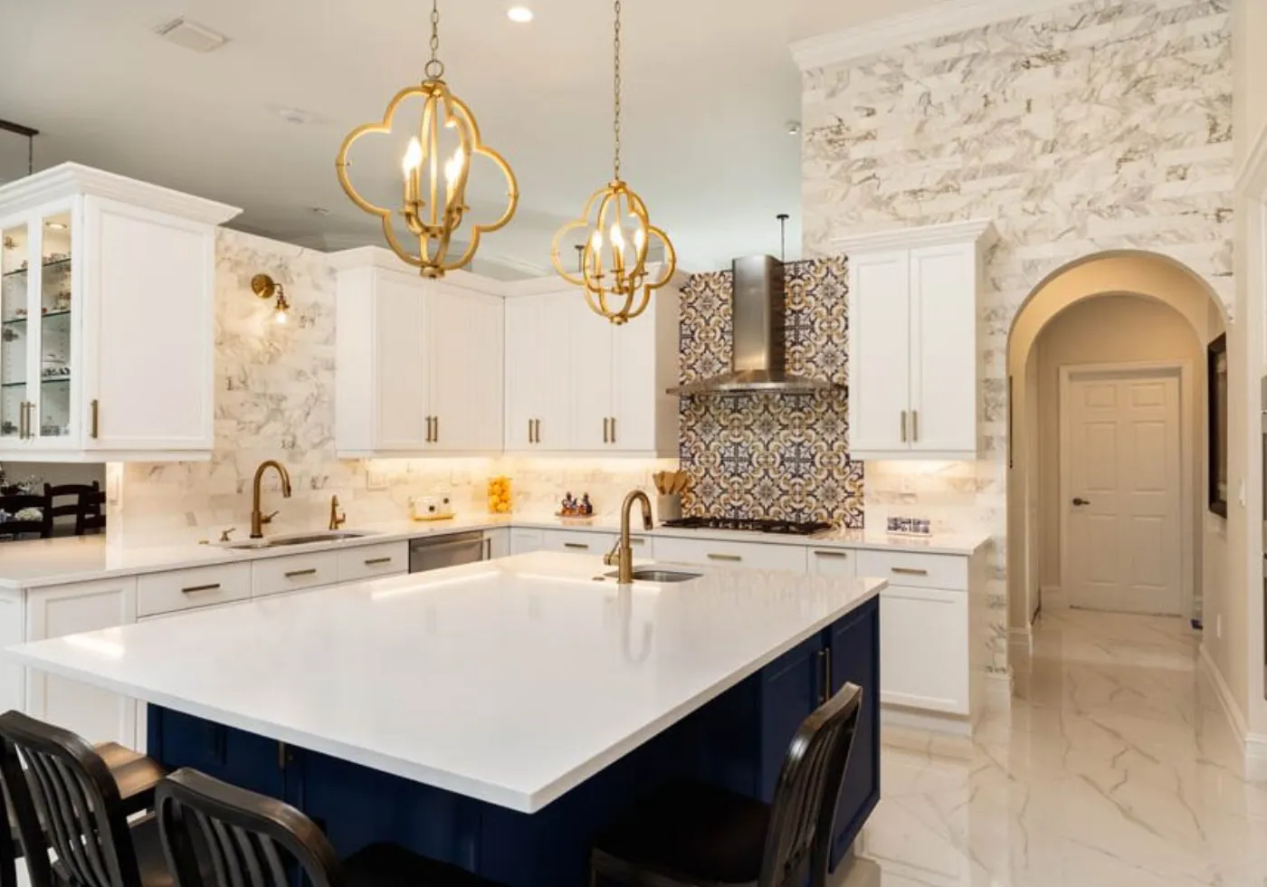 Designer working through a kitchen layout and finish selections